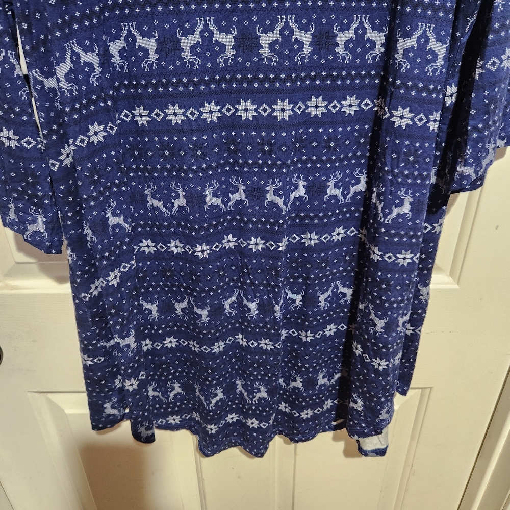 Torrid Sleep 1X Blue Fair Isle Night Shirt Dress Deer Print Sleepgown NEW - Picture 10 of 13